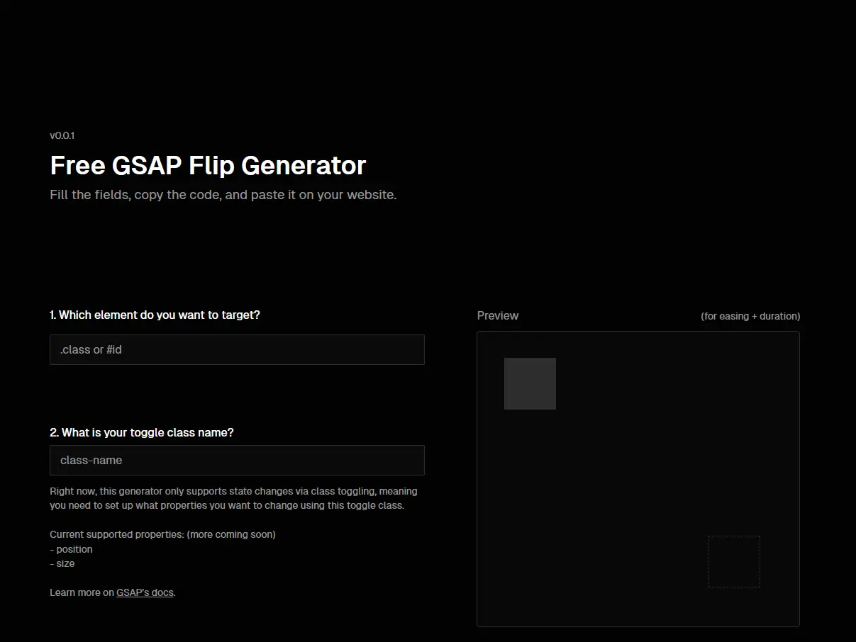 gsap flip generator hero section